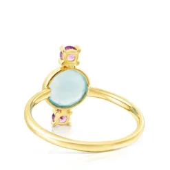 Anillo de oro con calcedonia y rodolita Virtual Garden^TOUS