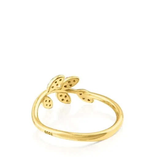 Anillo de oro con diamantes motivo hojas Gem Power^TOUS Clearance