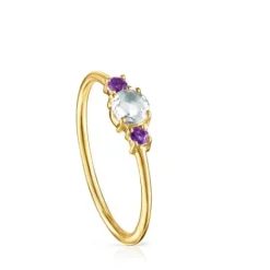 Anillo de con prasiolita facetada y amatista  Mini Ivette^TOUS