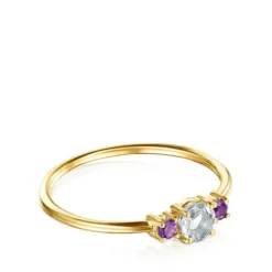 Anillo de con prasiolita facetada y amatista  Mini Ivette^TOUS