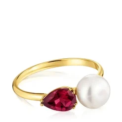 Anillo de oro, rodolita y perla cultivada Ivette^TOUS Sale