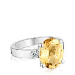Anillo de con diamantes y citrino Basic Colors^TOUS