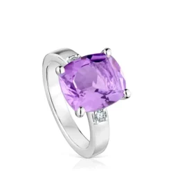 Anillo de con diamante y amatista Basic Colors^TOUS
