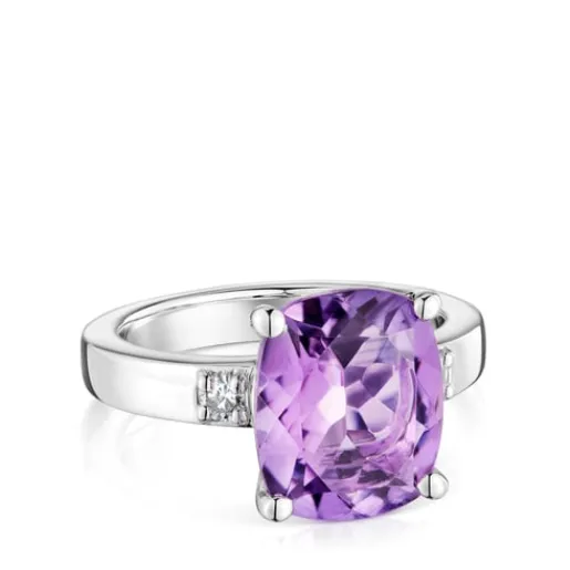 Anillo de con diamante y amatista Basic Colors^TOUS