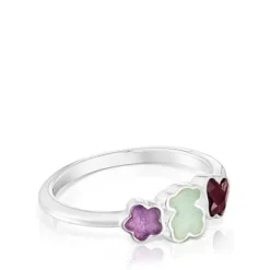 Anillo de plata y gemas motivos Bold Motif^TOUS Discount