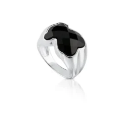 Anillo de plata y ónix facetado forma oso pequeño Color^TOUS Clearance