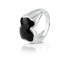 Anillo de plata y ónix facetado forma oso pequeño Color^TOUS Clearance