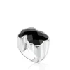Anillo de plata y ónix facetado forma oso mediano Color^TOUS New