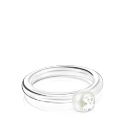 Anillo de plata y perla motivo oso Icon Pearl^TOUS Outlet