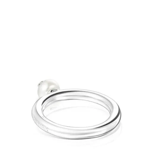 Anillo de plata y perla motivo oso Icon Pearl^TOUS Outlet