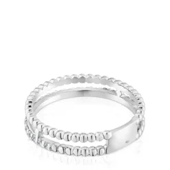 Anillo doble mediano de oro blanco y diamantes Les Classiques^TOUS Discount