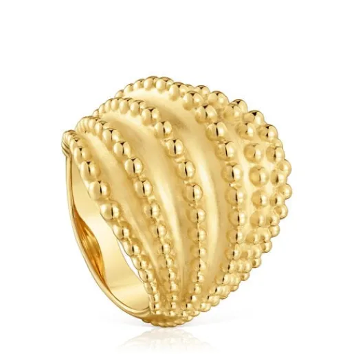 Anillo grande con baño de oro de 18 kt sobre plata Grain^TOUS Discount