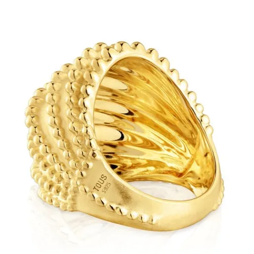Anillo grande con baño de oro de 18 kt sobre plata Grain^TOUS Discount