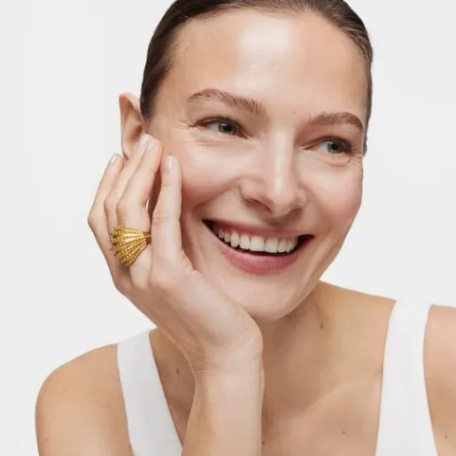 Anillo grande con baño de oro de 18 kt sobre plata Grain^TOUS Discount