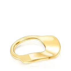 Anillo grande con baño de oro 18 kt sobre plata Gregal^TOUS Discount