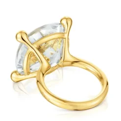 Anillo grande con baño de oro 18 kt sobre plata y cuarzo cristal de roca Color White^TOUS New