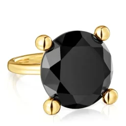 Anillo grande con baño de oro 18 kt sobre plata y ónix Color Black^TOUS Best