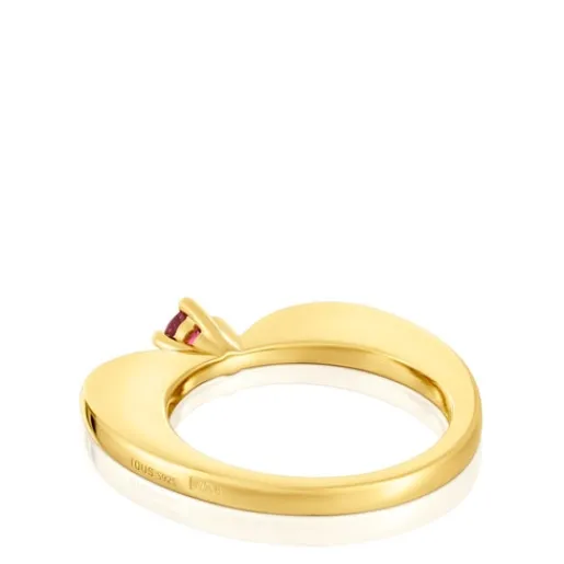 Anillo grande corazón con baño de oro 18 kt sobre plata y rodolita My Other Half^TOUS Online