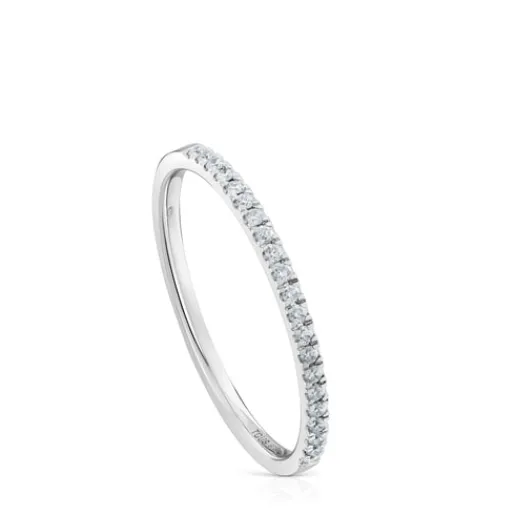 Anillo media alianza pequeña de oro blanco con diamantes Les Classiques^TOUS