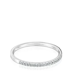Anillo media alianza pequeña de oro blanco con diamantes Les Classiques^TOUS