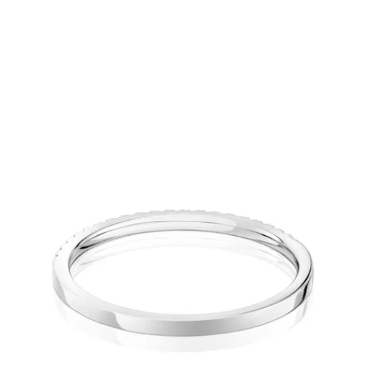 Anillo media alianza pequeña de oro blanco con diamantes Les Classiques^TOUS