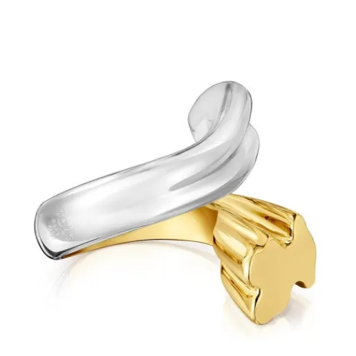 Anillo mediano bicolor con motivos oso y corazón 1950^TOUS Discount