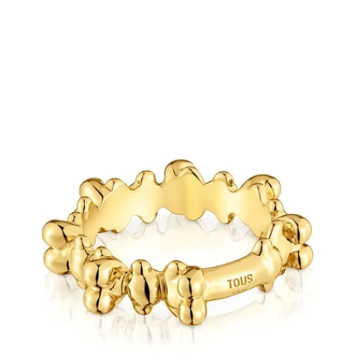 Anillo mediano con baño de oro 18 kt sobre plata y motivos oso Bold Bear^TOUS Sale