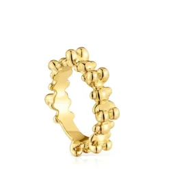 Anillo mediano con baño de oro 18 kt sobre plata y motivos oso Bold Bear^TOUS Best