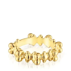 Anillo mediano con baño de oro 18 kt sobre plata y motivos oso Bold Bear^TOUS Best