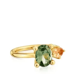 Anillo mediano con baño de oro 18 kt sobre plata, espinela y citrino creados en laboratorio Color LGG^TOUS Sale