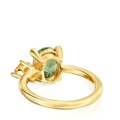 Anillo mediano con baño de oro 18 kt sobre plata, espinela y citrino creados en laboratorio Color LGG^TOUS Sale