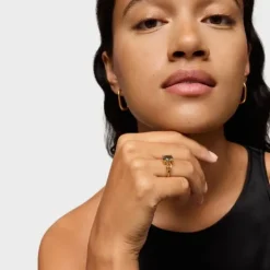 Anillo mediano con baño de oro 18 kt sobre plata, espinela y citrino creados en laboratorio Color LGG^TOUS Sale