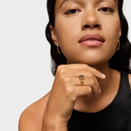 Anillo mediano con baño de oro 18 kt sobre plata, espinela y citrino creados en laboratorio Color LGG^TOUS Sale