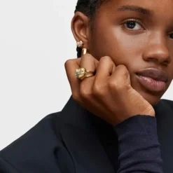 Anillo mediano corazón con baño de oro 18 kt sobre plata y gemas Lligat^TOUS