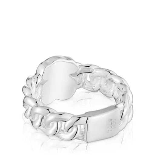 Anillo mediano de plata y motivo oso en ónix Icon Color^TOUS New