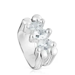 Anillo mediano motivo oso de y cuarzo cristal de roca Color Bear^TOUS Online