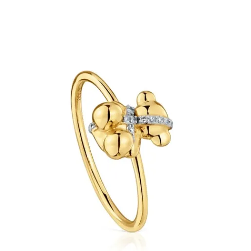 Anillo mediano oso de oro y diamantes Lligat^TOUS Outlet