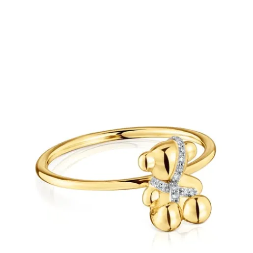 Anillo mediano oso de oro y diamantes Lligat^TOUS Outlet