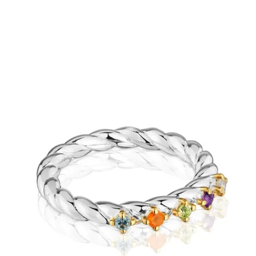 Anillo pequeño bicolor y gemas Sugar Party^TOUS Hot