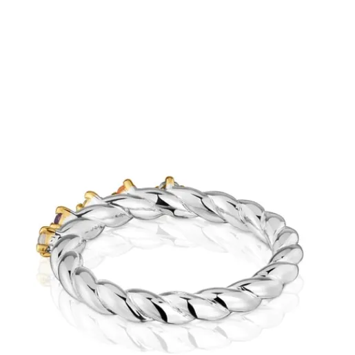 Anillo pequeño bicolor y gemas Sugar Party^TOUS Hot