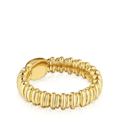 Anillo pequeño con baño de oro 18 kt sobre plata y nácar gris Sugar Party^TOUS