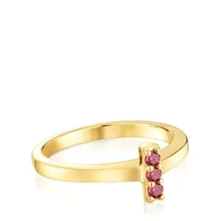 Anillo pequeño con baño de oro 18 kt sobre plata y rodolita Basic Colors^TOUS Clearance