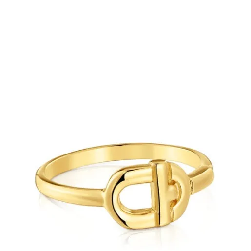 Anillo pequeño con baño de oro 18 kt sobre plata MANIFESTO^TOUS Outlet