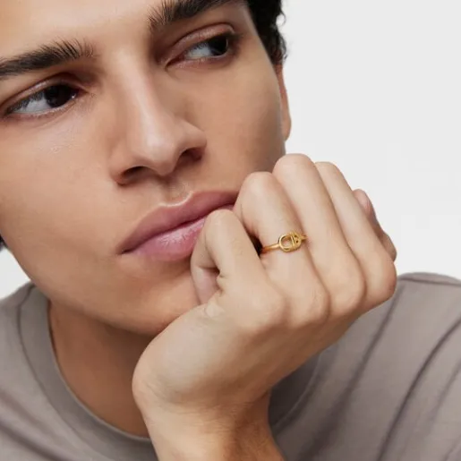 Anillo pequeño con baño de oro 18 kt sobre plata MANIFESTO^TOUS Outlet