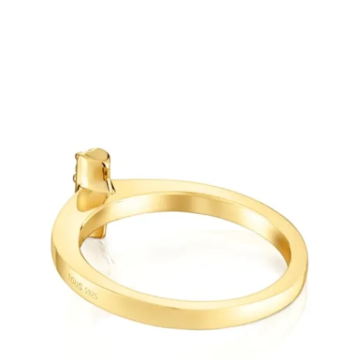 Anillo pequeño con baño de oro 18 kt sobre plata y gemas Basic Colors^TOUS New