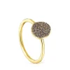 Anillo pequeño con baño de oro 18 kt sobre plata y diamantes Nenufar^TOUS Clearance