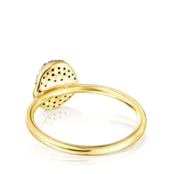 Anillo pequeño con baño de oro 18 kt sobre plata y diamantes Nenufar^TOUS Clearance