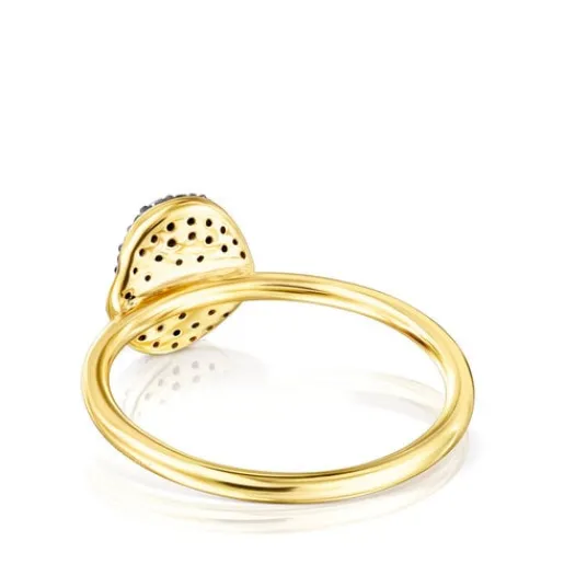 Anillo pequeño con baño de oro 18 kt sobre plata y diamantes Nenufar^TOUS Clearance