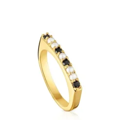 Anillo pequeño con baño de oro 18 kt sobre plata y gemas Basic Colors^TOUS New