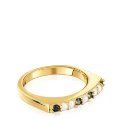 Anillo pequeño con baño de oro 18 kt sobre plata y gemas Basic Colors^TOUS New
